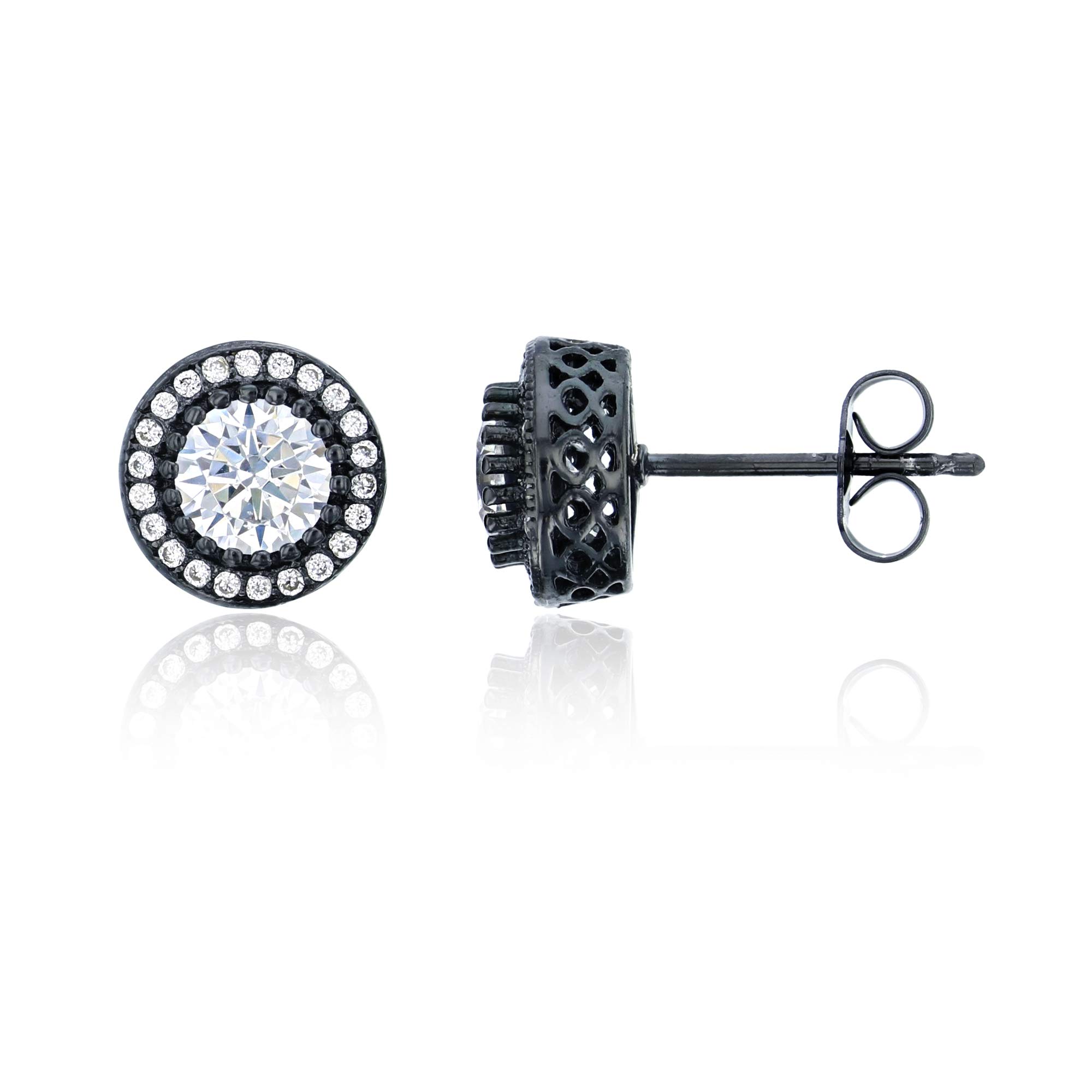 DECADENCE Sterling Silver Rhodium Plated Round Pave Halo Stud Earrings for Women | AAA Cubic Zirconia Gemstone Earrings | Gold Plated with Sparkling Stones | Perfect for Weddings, Parties & Daily Wear