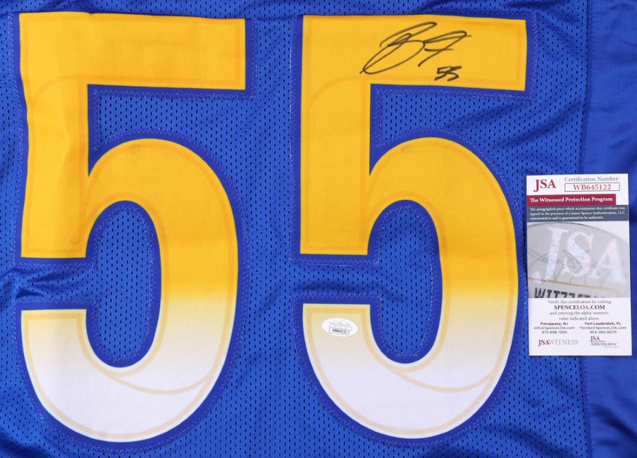 Braden Fiske Los Angeles Signed Blue Football Jersey - Authentic JSA ITP Certified - Perfect for Collectors, Fans & Sports Memorabilia Displays