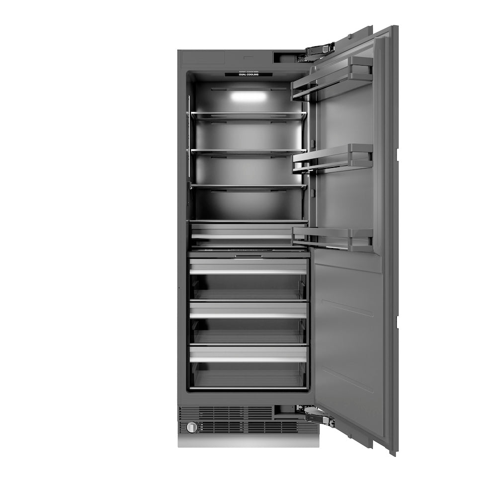 ZLINE Autograph Edition 30-inch 16.7 cu. ft. Panel Ready Column Refrigerator - Graphite Gray Interior with Champagne Bronze Accents (RBCRVZ 30 CB) | Perfect for Modern Kitchens, Open-Concept Homes & Luxury Appliances Collection