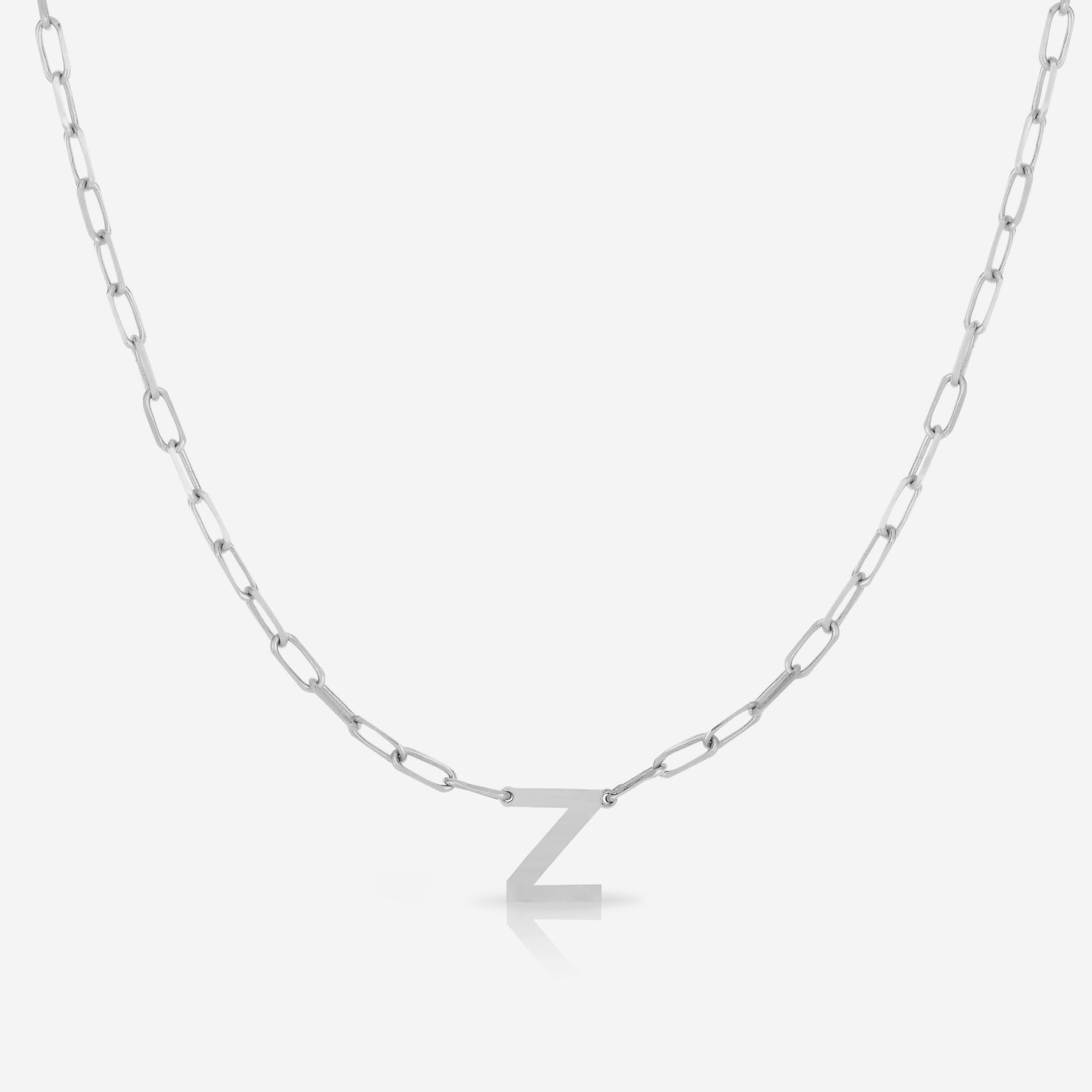 Block Initial & Link Chain Necklace for Women - Personalized Name Letter Pendant Jewelry Gift for Birthday, Anniversary, Valentine's Day | Everyday Wear, Layering, Special Occasions
