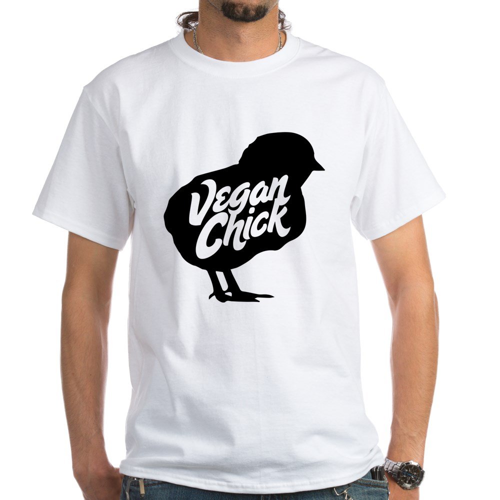 Vegan Chick White Cotton T-Shirt for Women - Funny Animal Lover Tee - Perfect for Casual Wear, Vegan Protests & Eco-Friendly Outfits