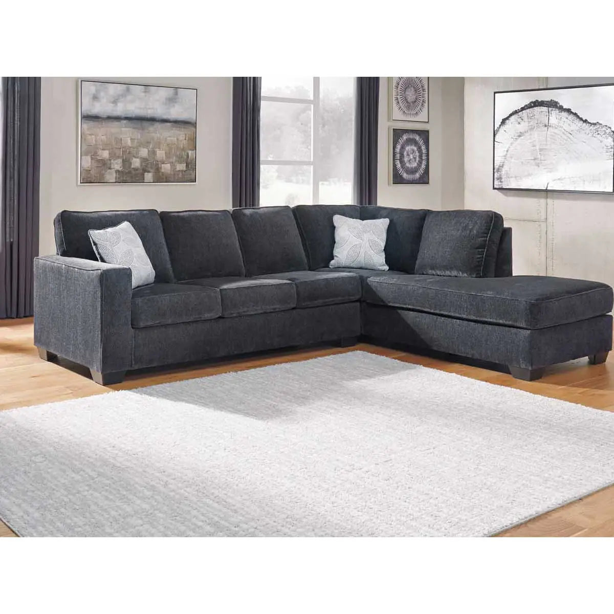 Altari 2-Piece RFH Chaise Sectional Sofa Set in Slate Gray - Modern L-Shaped Couch for Living Room, Lounge & Family Room Comfort