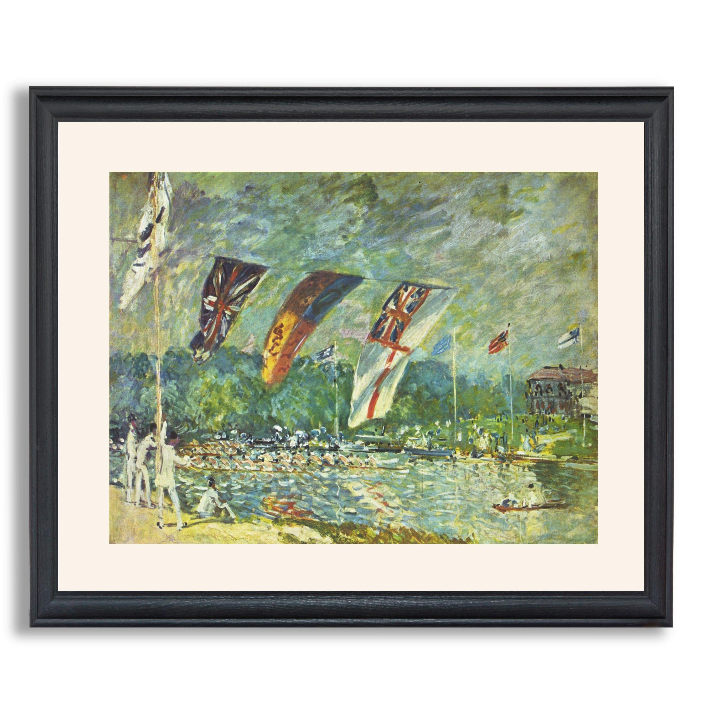 Alfred Sisley The Regattas Moseley Framed Art Print - High Quality Painting Reproduction on Gallery Wood Frame - Wall Decor for Living Room, Office & Home - Perfect Gift for Art Lovers & Interior Design