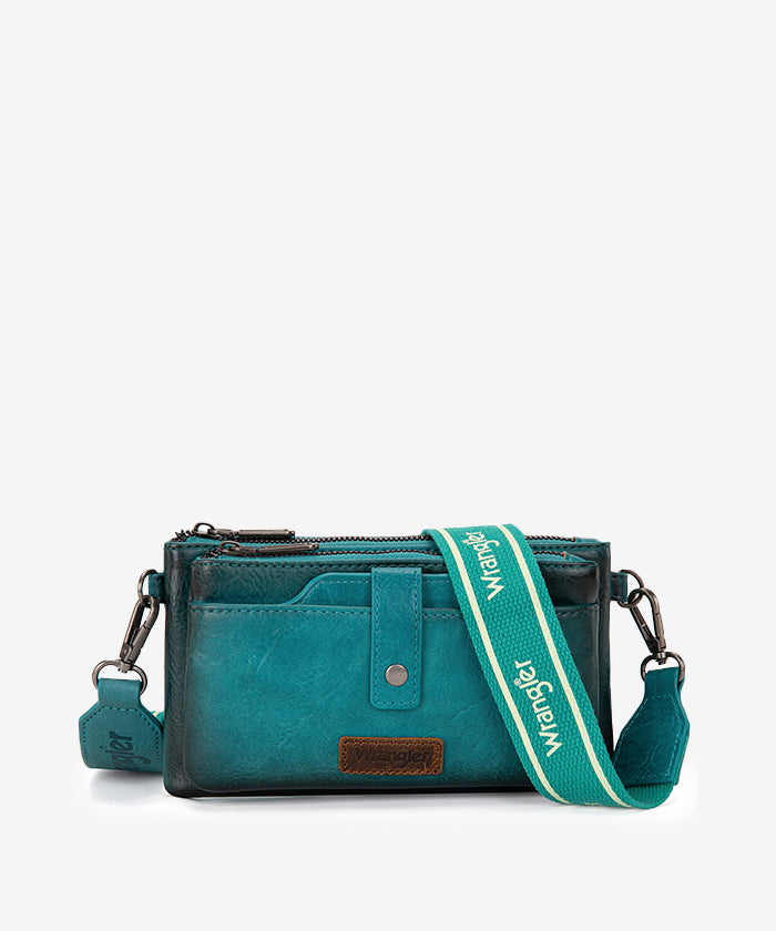 Wrangler Dual Zipper Crossbody Bag for Women & Men - Durable Travel Shoulder Bag with Adjustable Strap - Perfect for Hiking, Shopping & Everyday Use