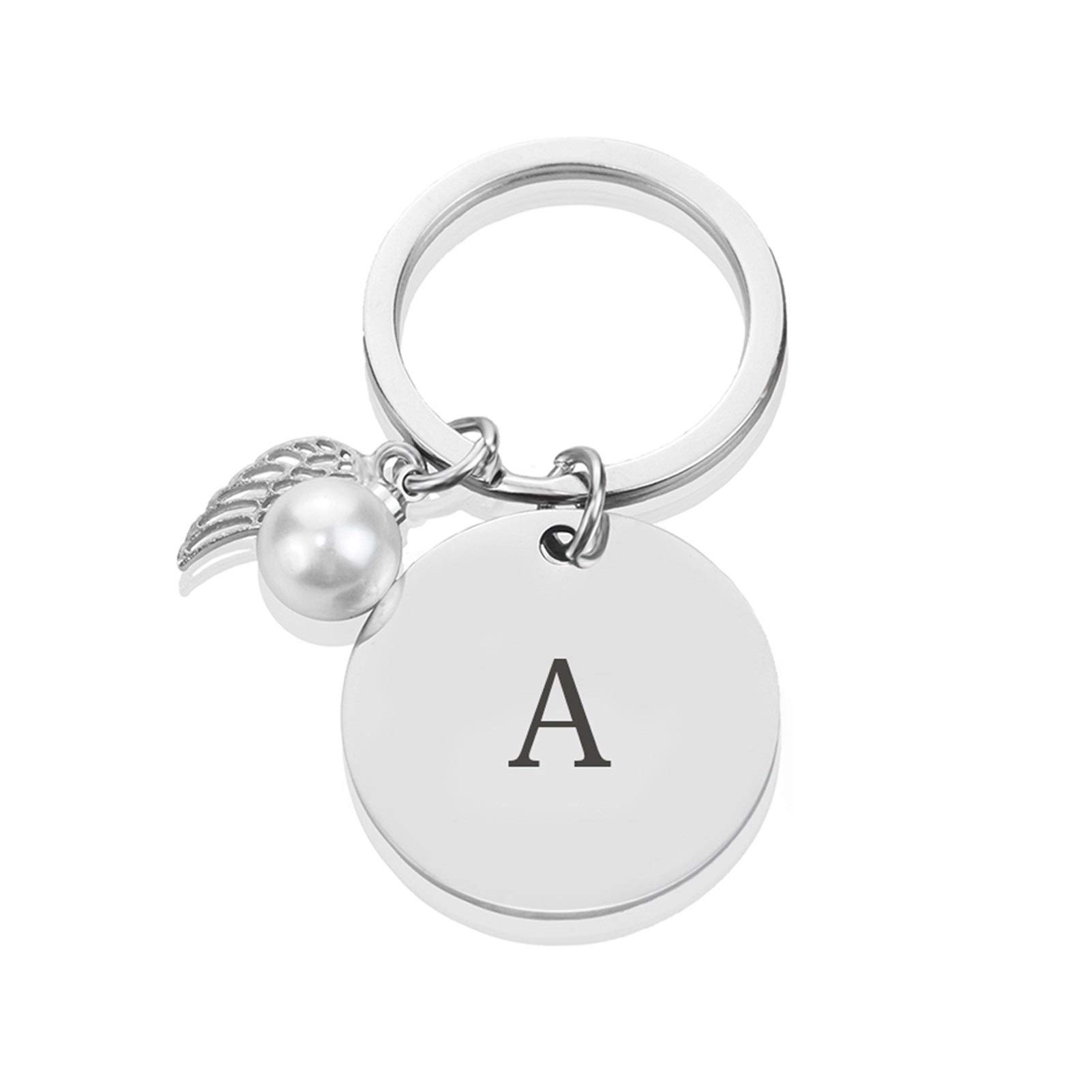 26 Letter Alphabet Keychain - Stainless Steel Personalized Key Ring for Men & Women - Unique Gift for Friends & Loved Ones (Color A) - Perfect for Car Keys, House Keys & Everyday Carry