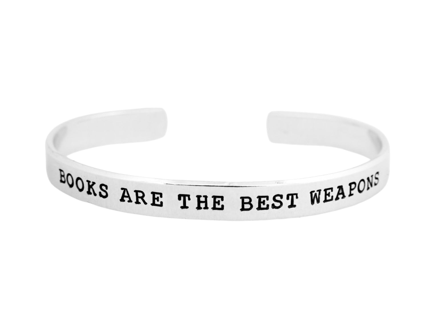 Books Are The Best Weapons Aluminum Bracelet - Motivational Gift for Readers