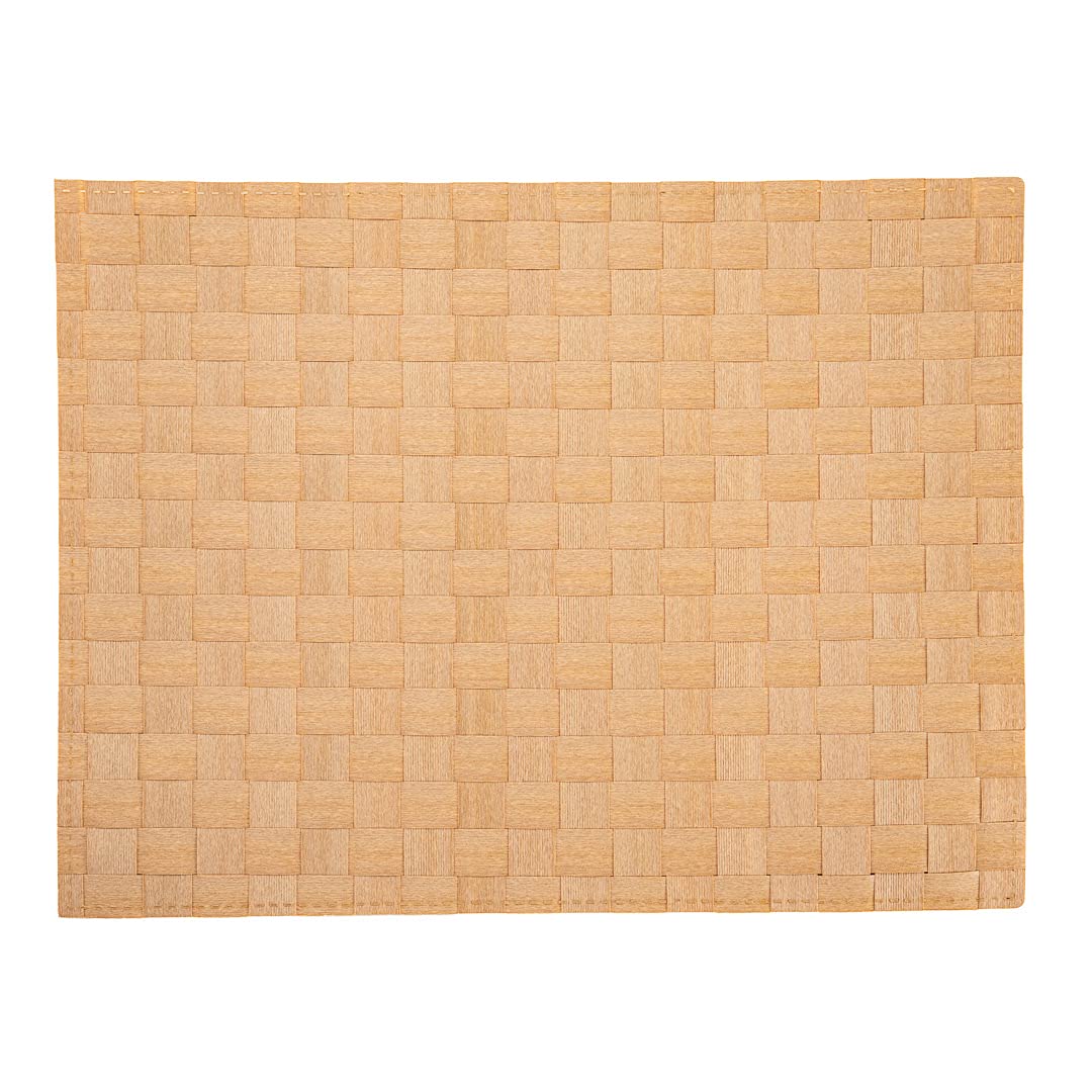 Restaurantware Macroweave 16 x 12 Inch Woven Placemats Set of 6 - Durable Gold Plastic Table Mats for Dining, Easy to Clean Rectangle Placemats for Home & Restaurant Use - Perfect for Everyday Meals, Dinner Parties & Holiday Gatherings