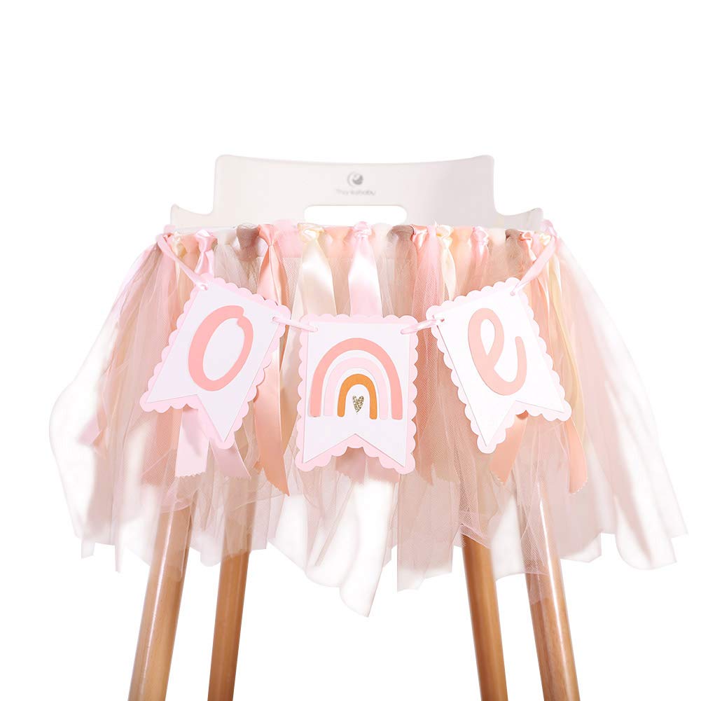 Bohemian Rainbow High Chair Banner - Neutral Modern 1st Birthday Decoration for Girls, Smash Cake & Photo Props | Perfect for Baby Showers, Birthday Parties & Photoshoots