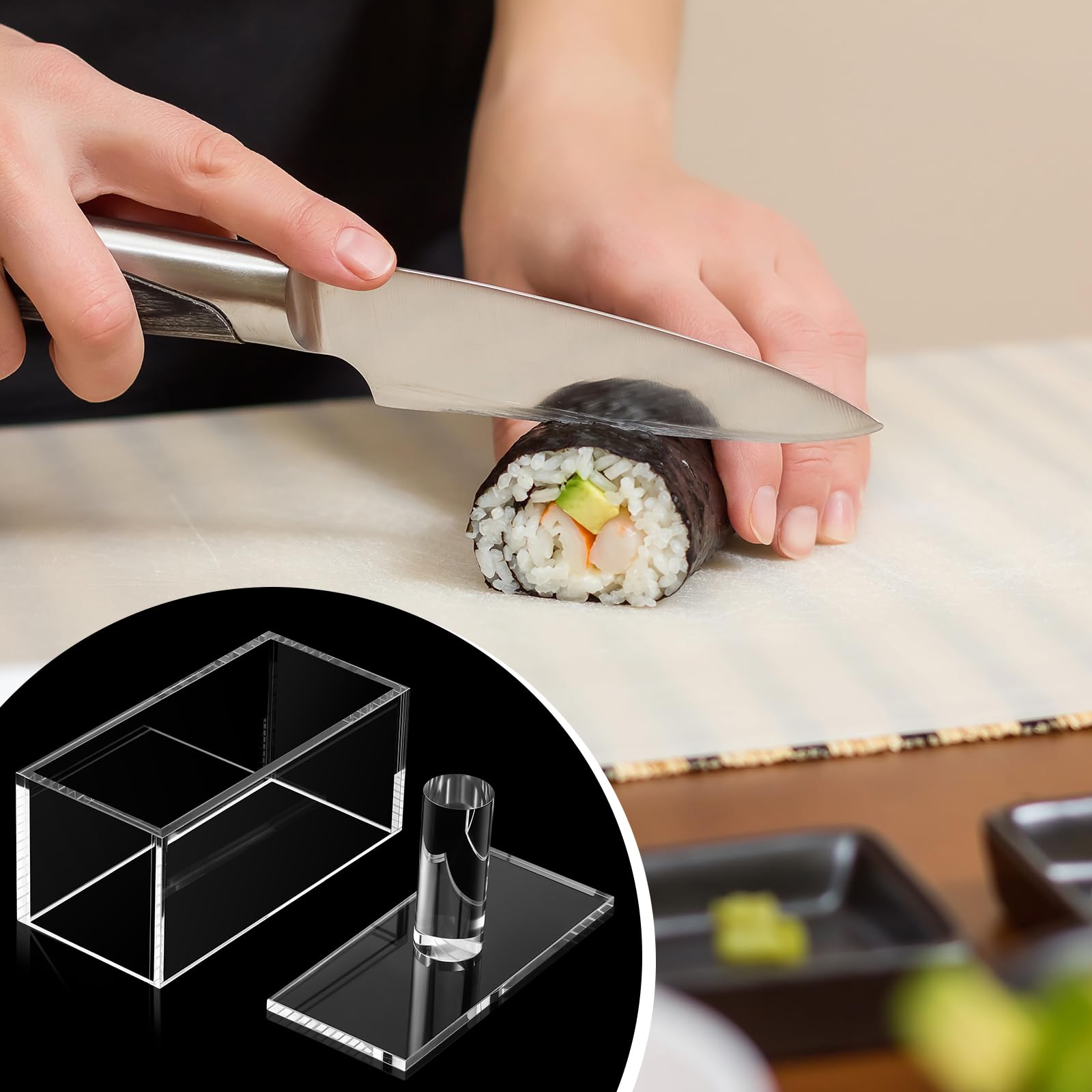 Musubi Maker Kit - 2 Acrylic Musubi Molds & Stainless Steel Luncheon Meat Slicer | BPA-Free Sushi Press for Onigiri & Spam Musubi | Perfect for Home Cooking, Meal Prep & Japanese Cuisine Lovers