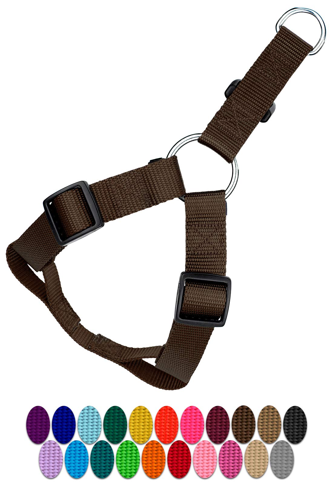 Country Brook Petz Adjustable Nylon Step-in Dog Harness - 20+ Vibrant Colors, Medium (3/4