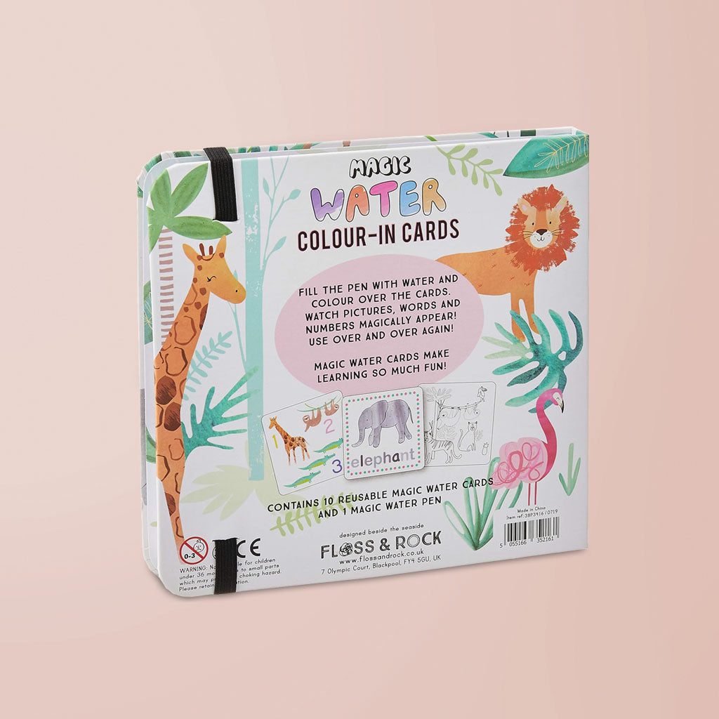 Floss & Rock Magic Color In Cards & Magnetic Play Scenes - Jungle Animal Theme | Creative Kids Art Activity | Perfect for Travel, Birthday Gifts & Classroom Fun