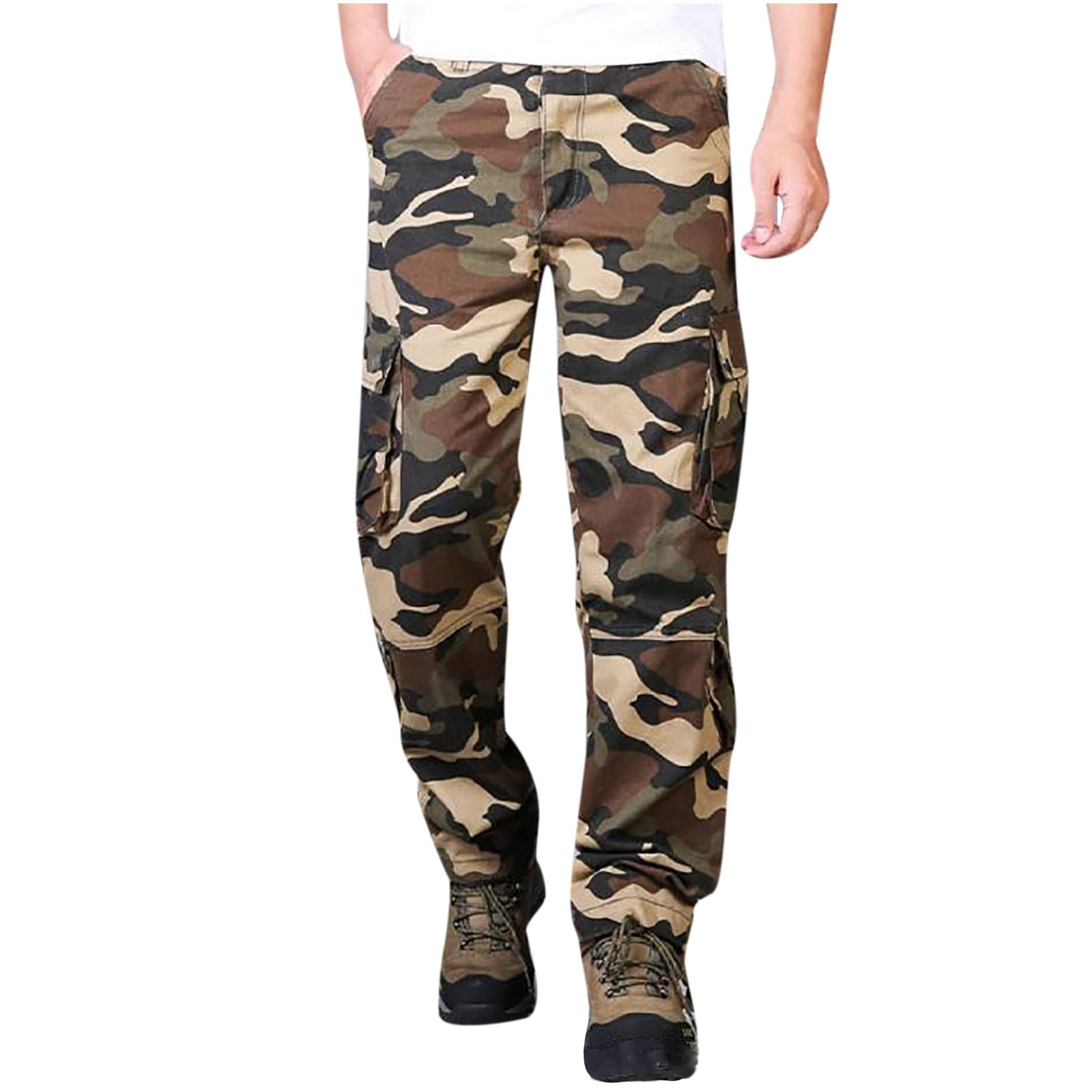 Men's Lightweight Camo Military Tactical Pants with Multiple Pockets - Plus Size Outdoor Hiking Work Casual Sweatpants for Adventure, Camping & Daily Wear