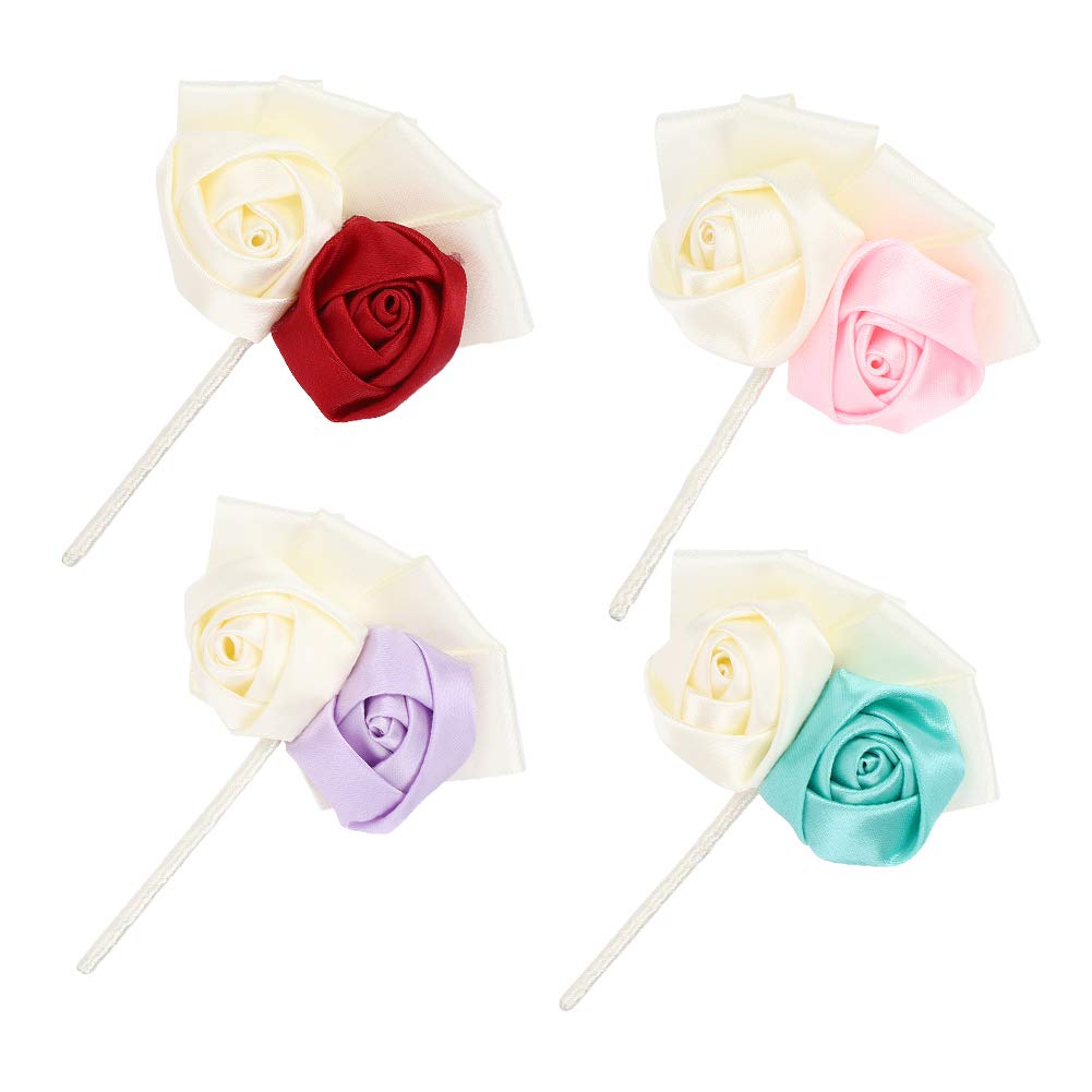 Elegant Men's Boutonniere - Silk Ribbon Flower Lapel Pin for Weddings, Anniversaries & Formal Events - Perfect for Grooms, Best Men & Special Occasions