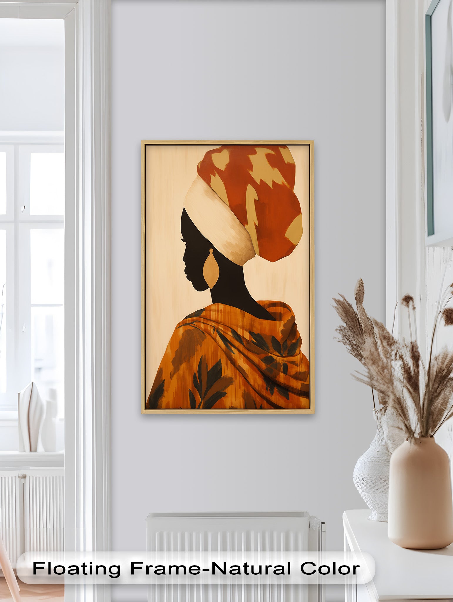 African Woman Silhouette Art - Handmade Framed Oil Painting Wall Decor for Living Room, Bedroom & Office | Unique Home Gift Idea