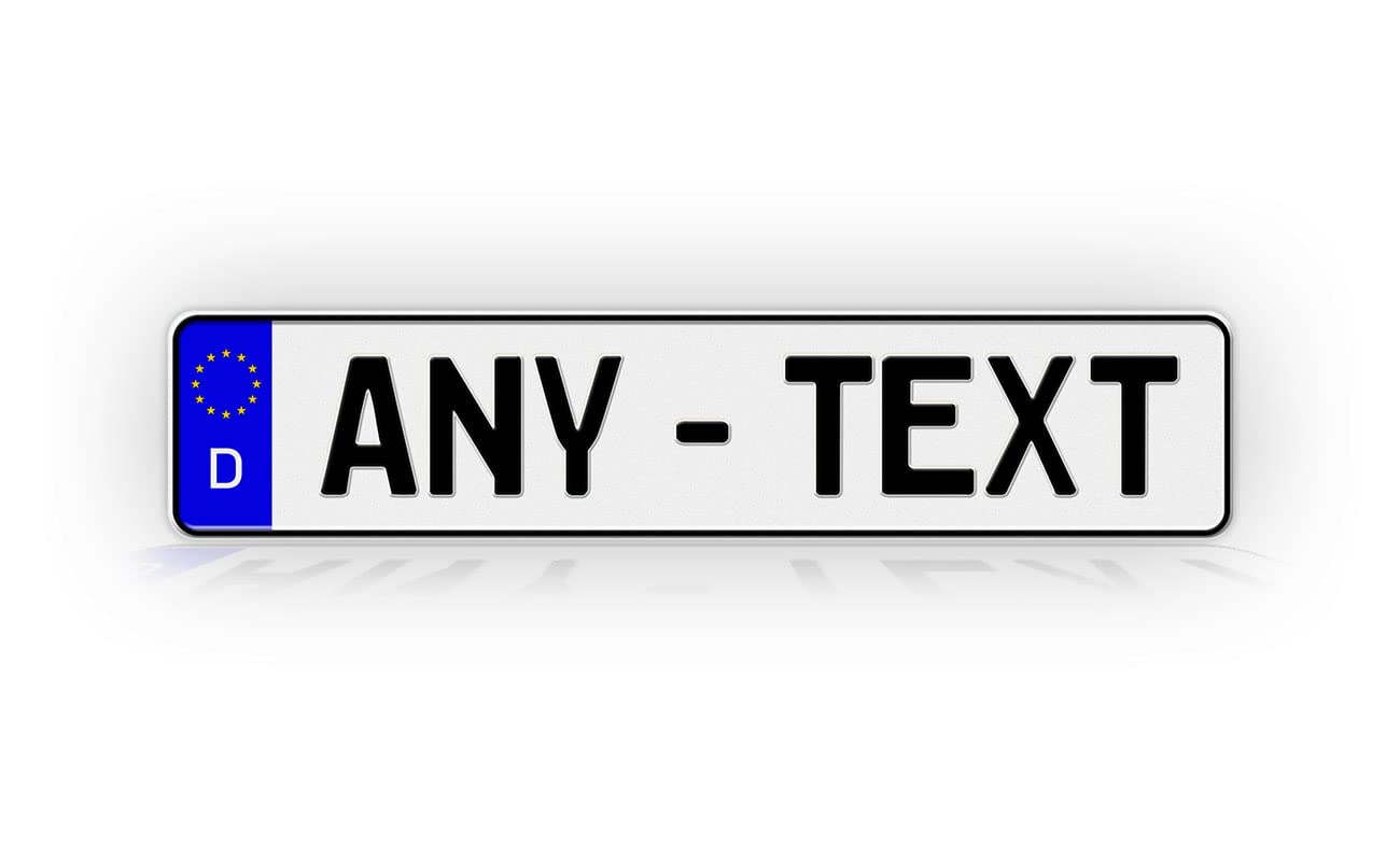 Personalized Custom Text German License Plate - Novelty Euro Style Aluminum Tag - Made in USA - Perfect for Car Shows, Themed Parties & German Car Enthusiasts
