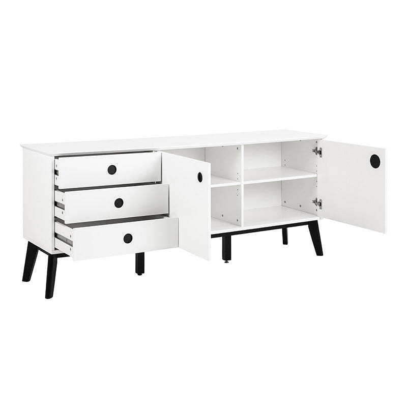 Modern SABINE Sideboard Buffet Cabinet 180cm - White & Black Finish for Dining Room Storage & Living Room Organization
