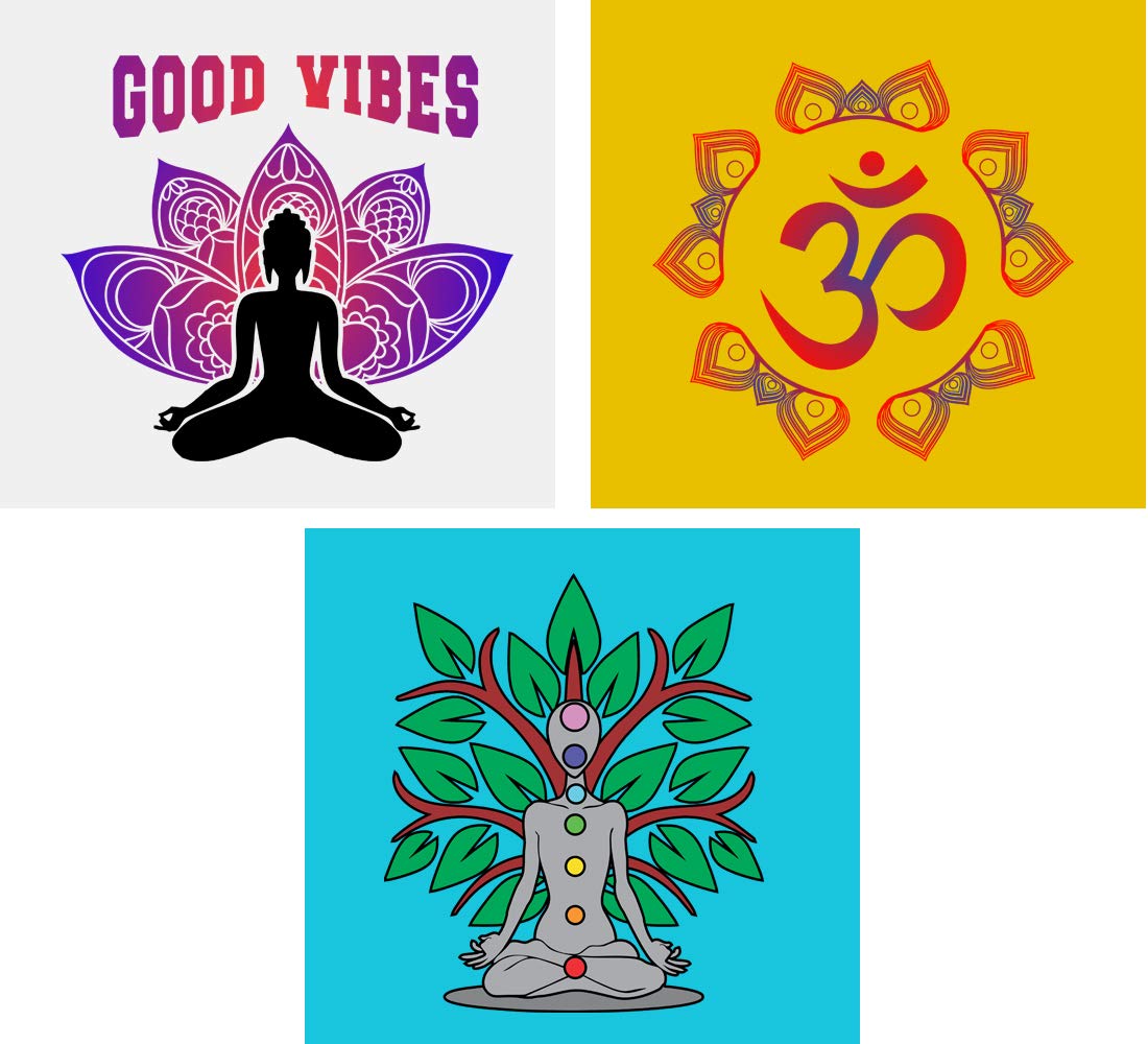 OPLU Women's 3-Pack Cotton Graphic Printed Round Neck Yoga T-Shirts - Regular Fit Knee-Length Combo for Yoga, Gym & Fitness | Workout, Lounge & Everyday Wear
