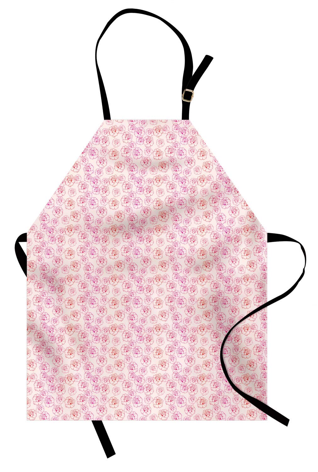 Ambesonne Romantic Rose Apron - Unisex Kitchen Bib for Cooking & Gardening - Pale Pink