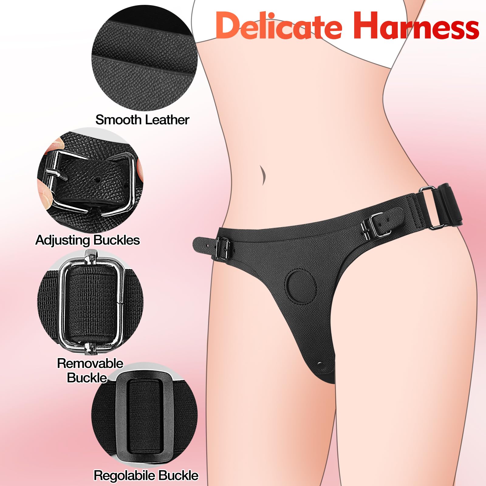 Premium Adjustable Leather Strap-On Harness Dildo for Couples - Realistic Adult Sex Toy with Soft Waist & Thigh Straps for Lesbian, Gay & Straight Couples - Perfect for Vaginal, Anal Play & Pegging - Great for Role Play & Spicing Up Your Sex Life