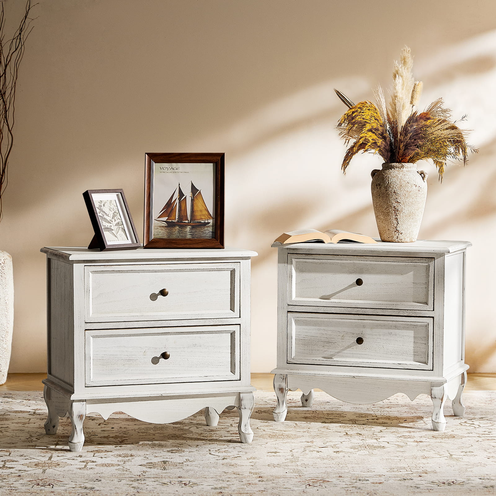 Galatea 24 Inch Tall 2-Drawer Nightstand Chest - Modern Bedside Table with Optional Styles for Bedroom, Living Room, or Office Storage