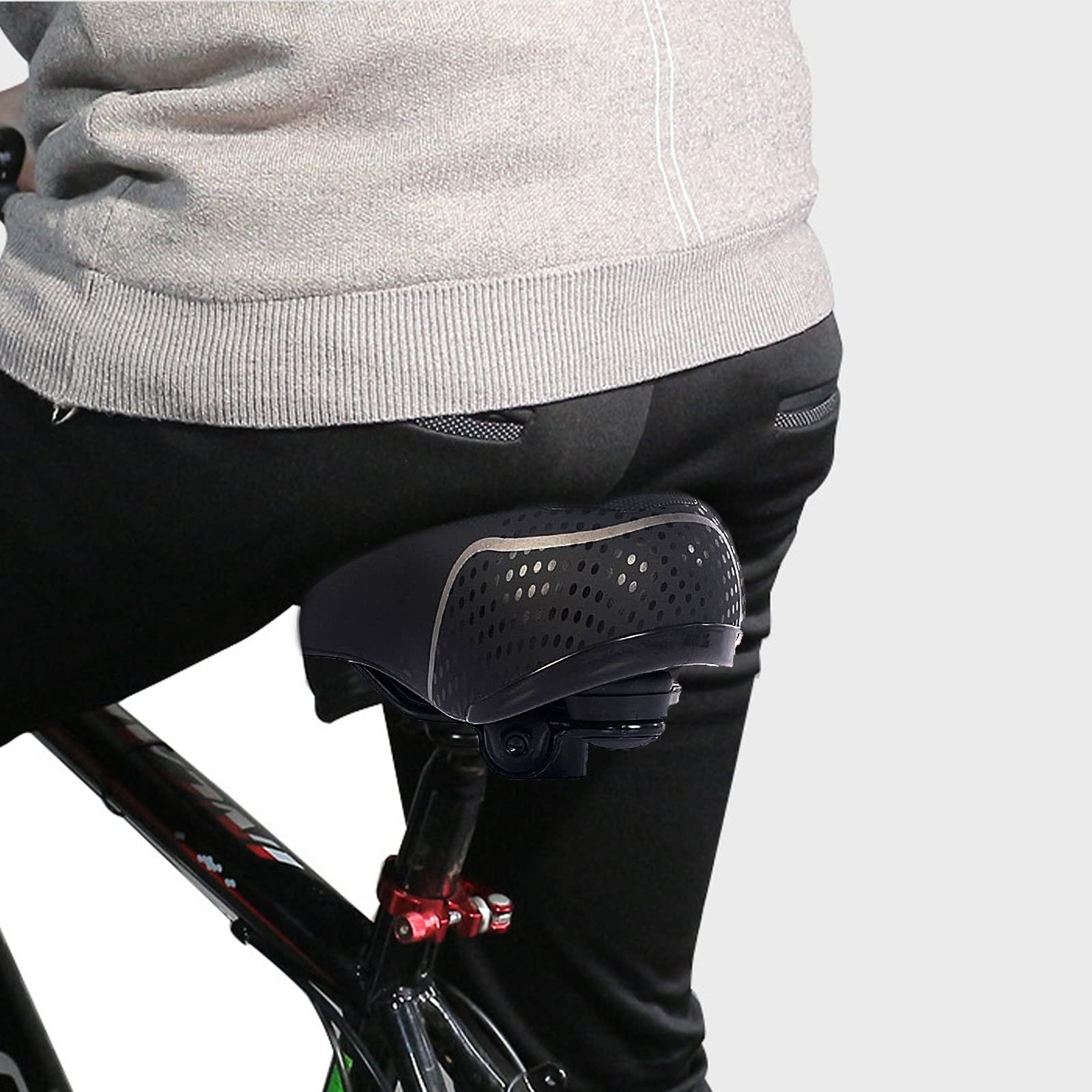Premium Memory Foam Bike Seat - Comfortable Waterproof Bicycle Saddle for Men & Women - Thickened Cushion for Mountain Bikes, Exercise Bikes & Indoor Cycling - Durable Leather Replacement Saddle (Black, One Size) - Perfect for Long Rides, Commuting & Gym Workouts