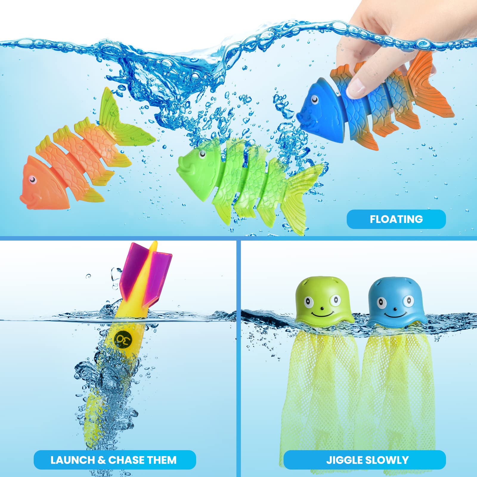 34PCS Fun Diving Pool Toys for Kids & Adults - Swimming Pool Accessories, Toddler Water Games, Outdoor Summer Swim Toys for Family Pool Parties & Beach Activities