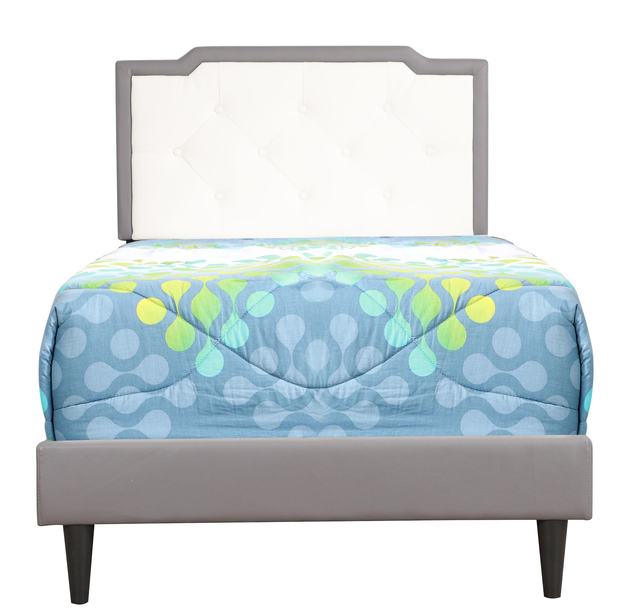 Luxury Light Grey Tufted Twin Panel Bed - Premium Indoor Bedding & Home Decor for Bedroom - Elegant Upholstered Headboard with Diamond Tufting, Perfect for Master Bedroom, Guest Room or Dorm