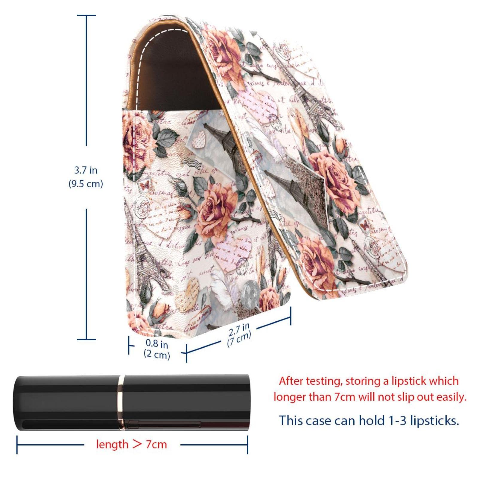 Personalized Lipstick Holder & Makeup Organizer - Vintage Paris Eiffel Tower Design with Rose - Portable Cosmetic Pouch for Travel, Home & Gift Giving