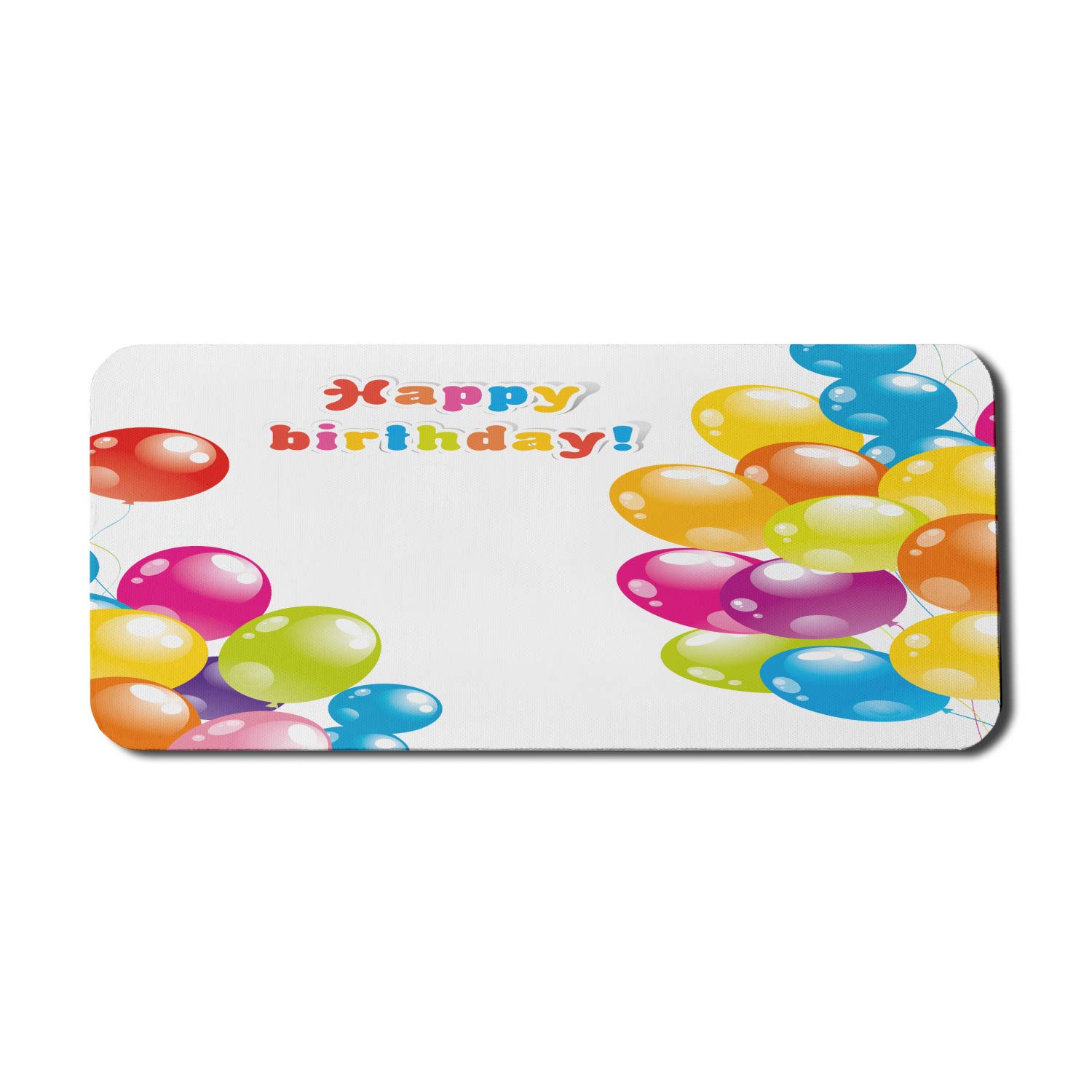 Ambesonne Birthday Themed Mouse Pad - Colorful Flying Balloons Design, Non-Slip Rubber Base, Extra Large 35
