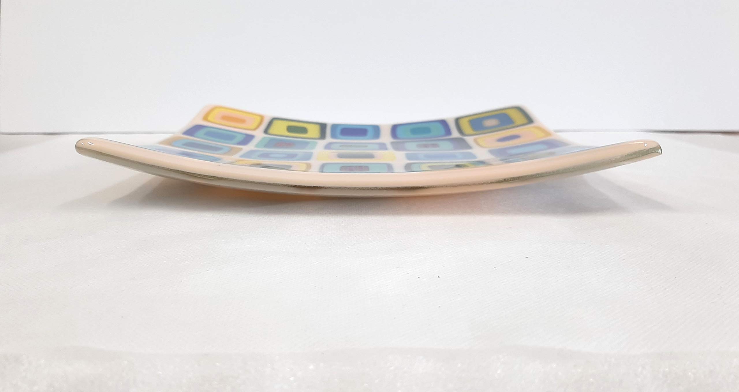 Handmade Fused Glass Square Sushi Platter - Beige Serving Tray for Appetizers, Desserts & Table Decor | Elegant Kitchenware & Housewarming Gift for Hostess | Perfect for Dinner Parties, Japanese Cuisine & Home Decor