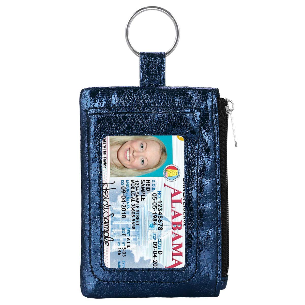 KAMO Slim Zip ID Case & Coin Purse Wallet - RFID Blocking Mini Keychain Pouch with Key Ring - Perfect for Travel, Gym, and Everyday Essentials Organization