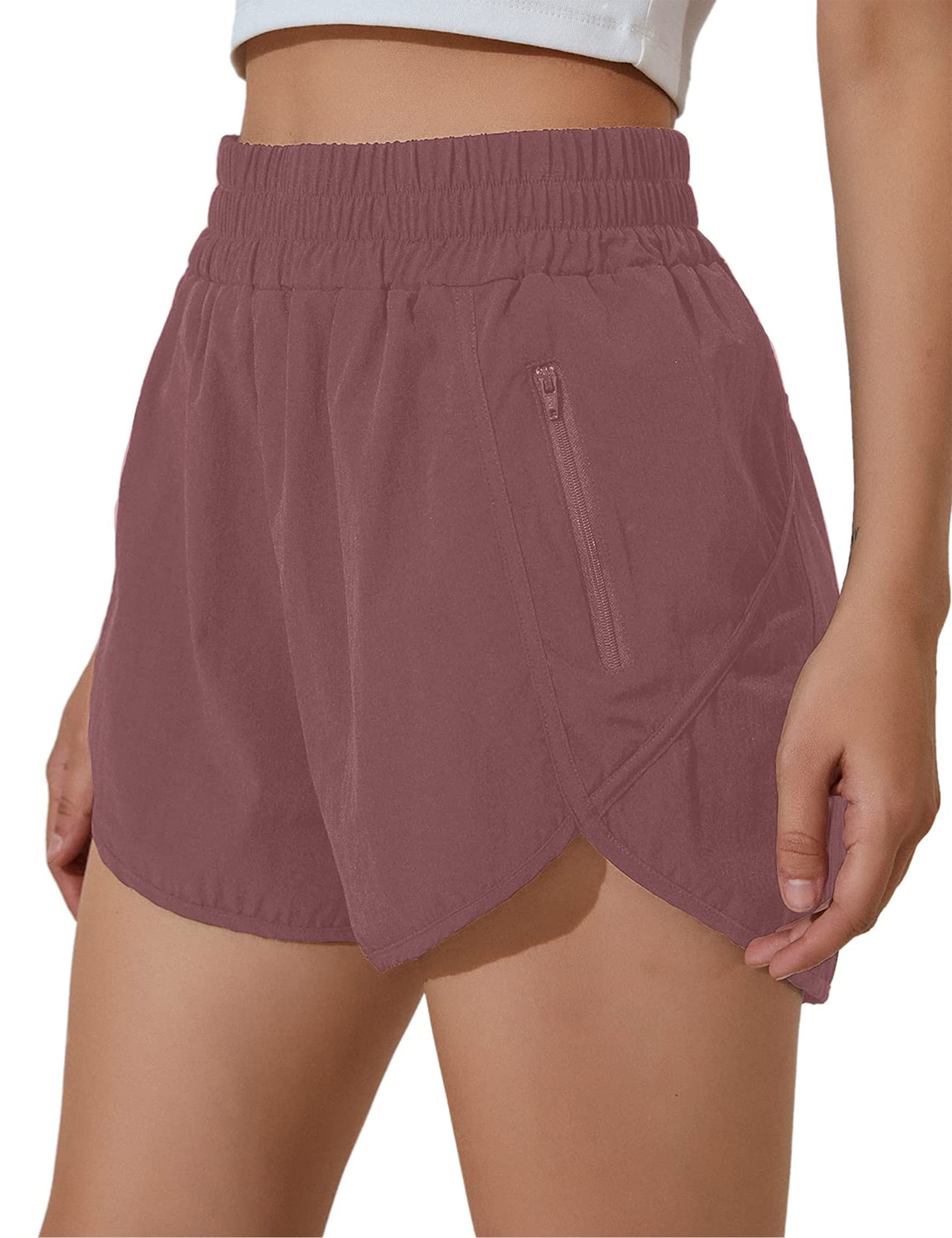 BMJL Women's High Waist Running Shorts with Pockets - Elastic Workout Athletic Shorts for Yoga, Gym & Outdoor Sports - Quick Dry Breathable Sports Short Pants for Women