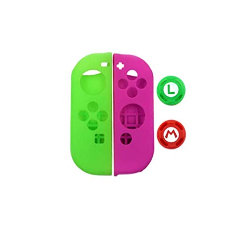 Soft Silicone Thumb Grips Joystick Cap Cover for Nintendo Switch Joy-Con - Protective Skin Case (Green + Rose Red, 2-Pack) | Enhanced Grip & Comfort for Gaming Sessions