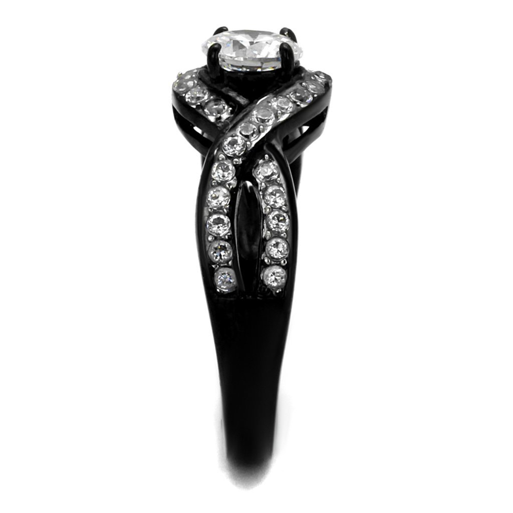 Marimor 1.65ct AAA CZ Black Steel Engagement Ring Size 5-10 for Women - Perfect Wedding Proposal Gift
