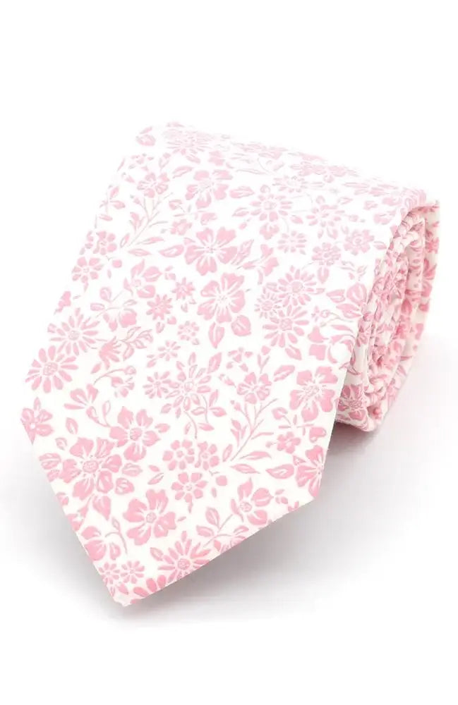 L A Smith Annabella Bartlett Silk Tie and Pocket Square Set - Premium Liberty Fabric for Men's Formal Wear & Wedding Accessories