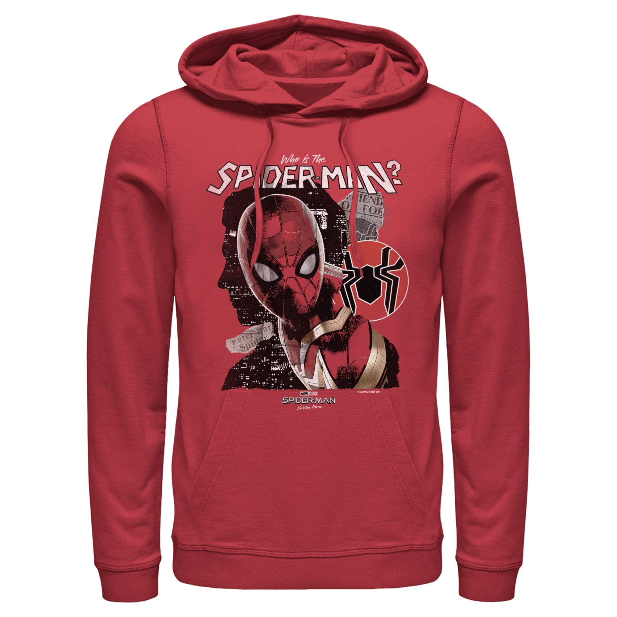 Marvel Spider-Man: No Way Home Who is The Spider-Man Men's Pullover Hoodie - Casual Wear for Superhero Fans, Movie Nights & Comic Conventions
