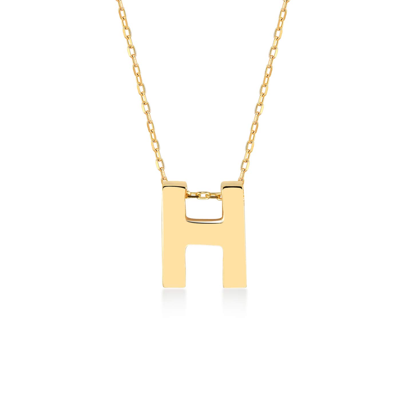 14K Solid Gold Initial Necklace for Women - Personalized Letter Pendant Jewelry | Real 14K Yellow Gold Custom Name Necklace | Dainty Alphabet Necklace Gift for Her | Birthday, Anniversary, Valentine's Day Present | Perfect for Everyday Wear, Date Nights & Special Occasions