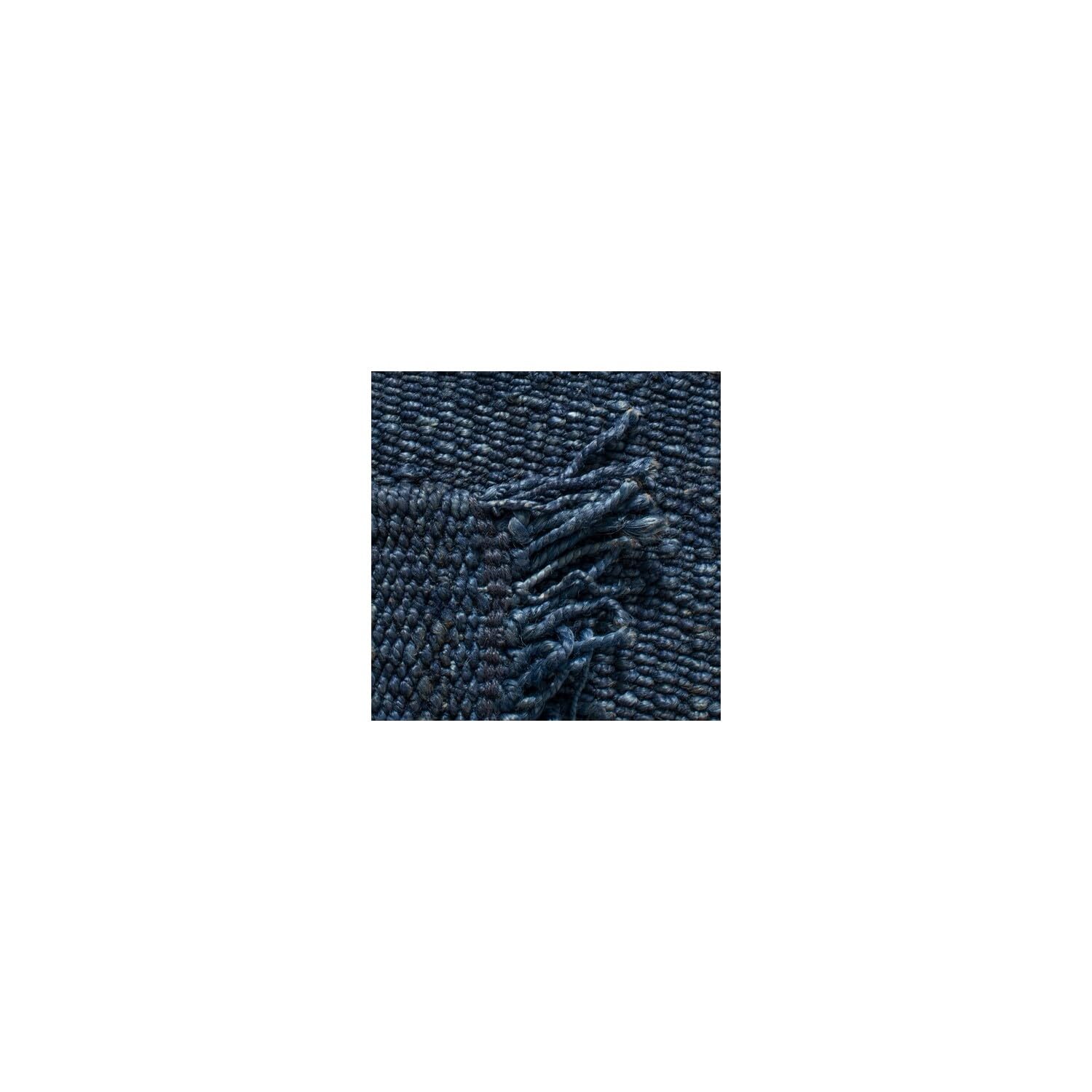 SAFAVIEH Handmade Boho Jute Area Rug 6' x 6' Square - Natural Fiber Woven with Fringe, Navy Blue, NF368N - Perfect for High Traffic Living Rooms, Bedrooms & Bohemian Home Decor