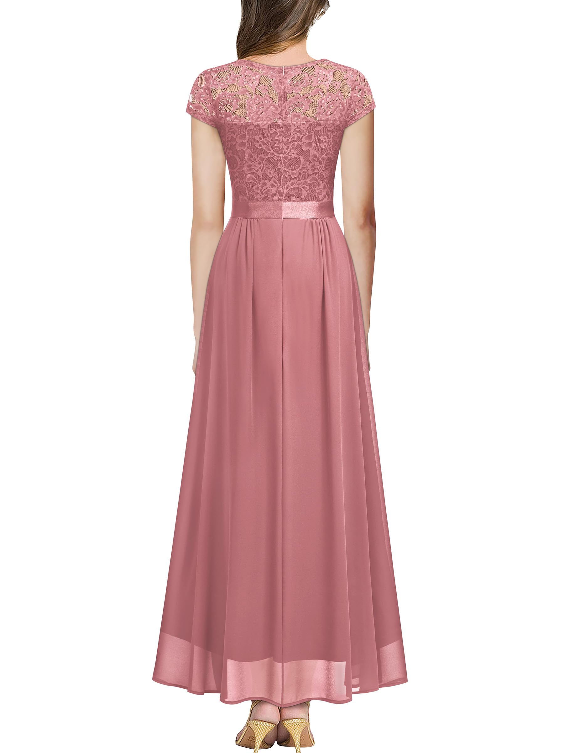 Elegant Floral Lace V-Neck Bridesmaid Dress for Women - Perfect for Weddings, Parties & Formal Events | Miusol