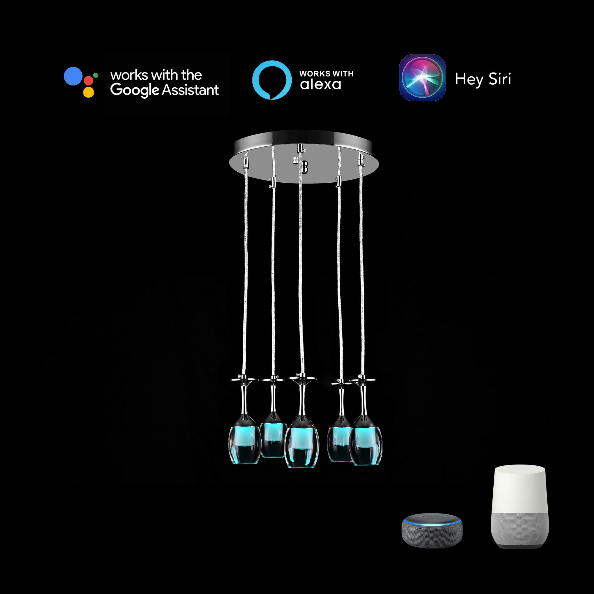 Bacchus Clear Acrylic Red Wine Glass Shaped Smart RGB Pendant Light - Modern LED Hanging Lamp for Dining Room, Bar, and Home Decor