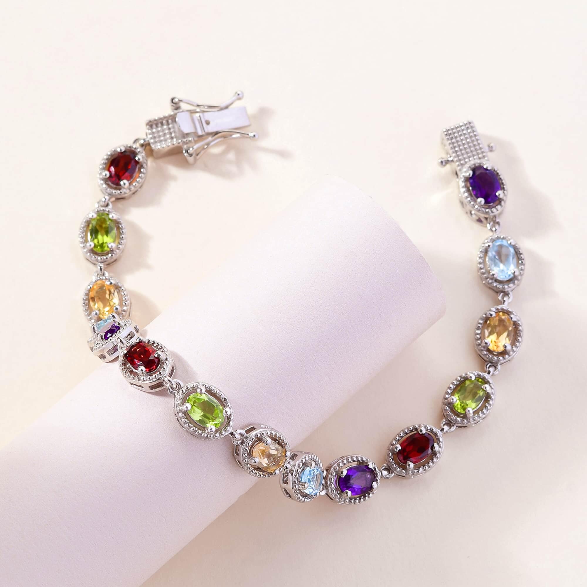 Shop LC 925 Sterling Silver Platinum Plated Gemstone Tennis Bracelet for Women | 6x4mm Birthstone Jewelry | Elegant Birthday Gifts for Her, Wife, Girlfriend | Perfect for Anniversaries, Valentine's Day & Special Occasions