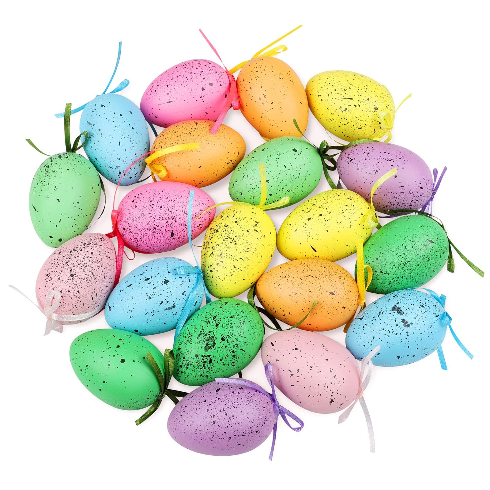 Elcoho 20-Piece Multicolor Spotted Easter Egg Hanging Ornaments - Easter Decorations for Home, Office, Party Supplies & Gifts - Perfect for Easter Celebrations, Spring Parties & Home Decor