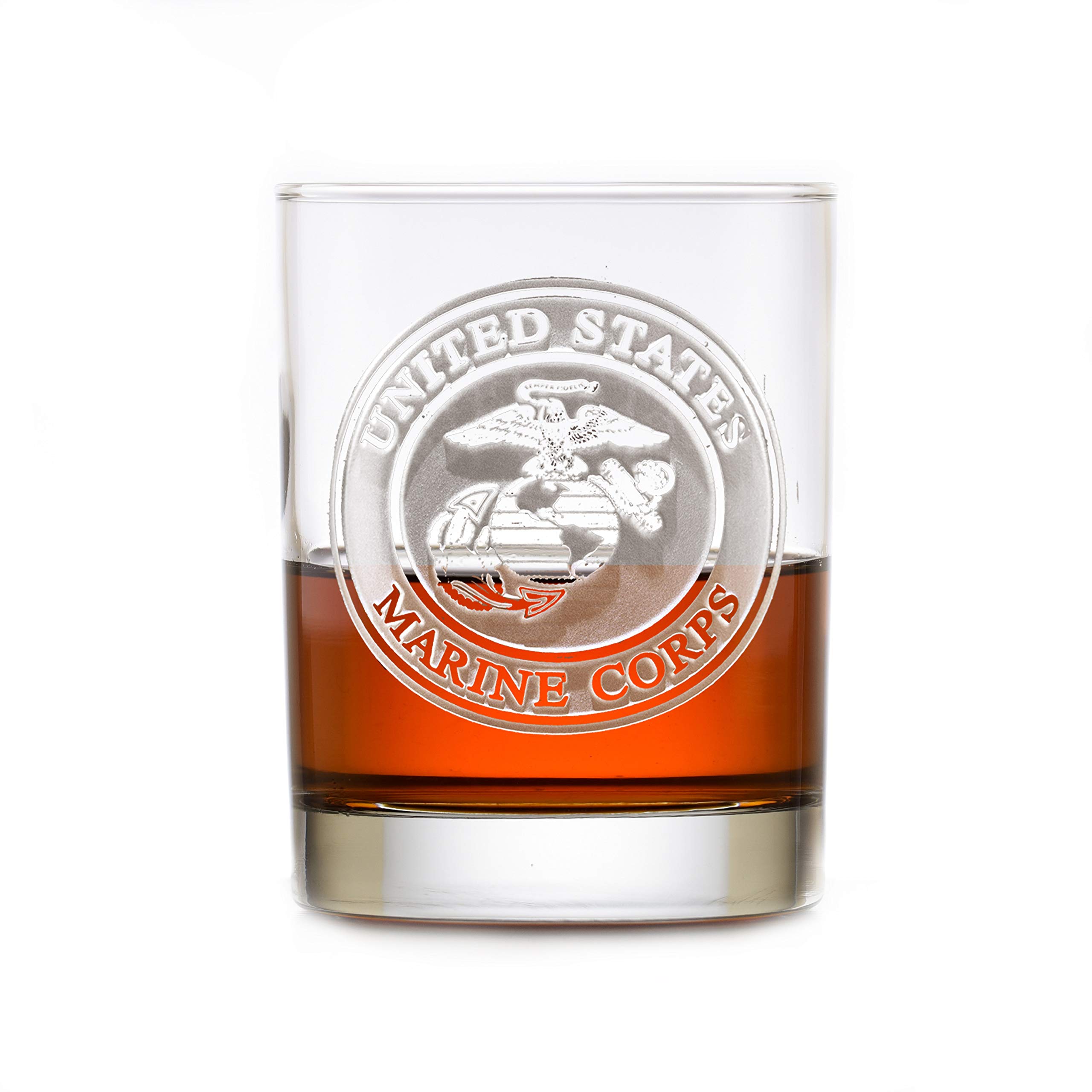 Personalized Engraved Marines Whiskey Scotch Bourbon Glasses Set of 4 - Premium Crystal Etched Military Gift for Veterans, Fathers Day, Retirement - Perfect for Home Bars, Parties & Special Occasions