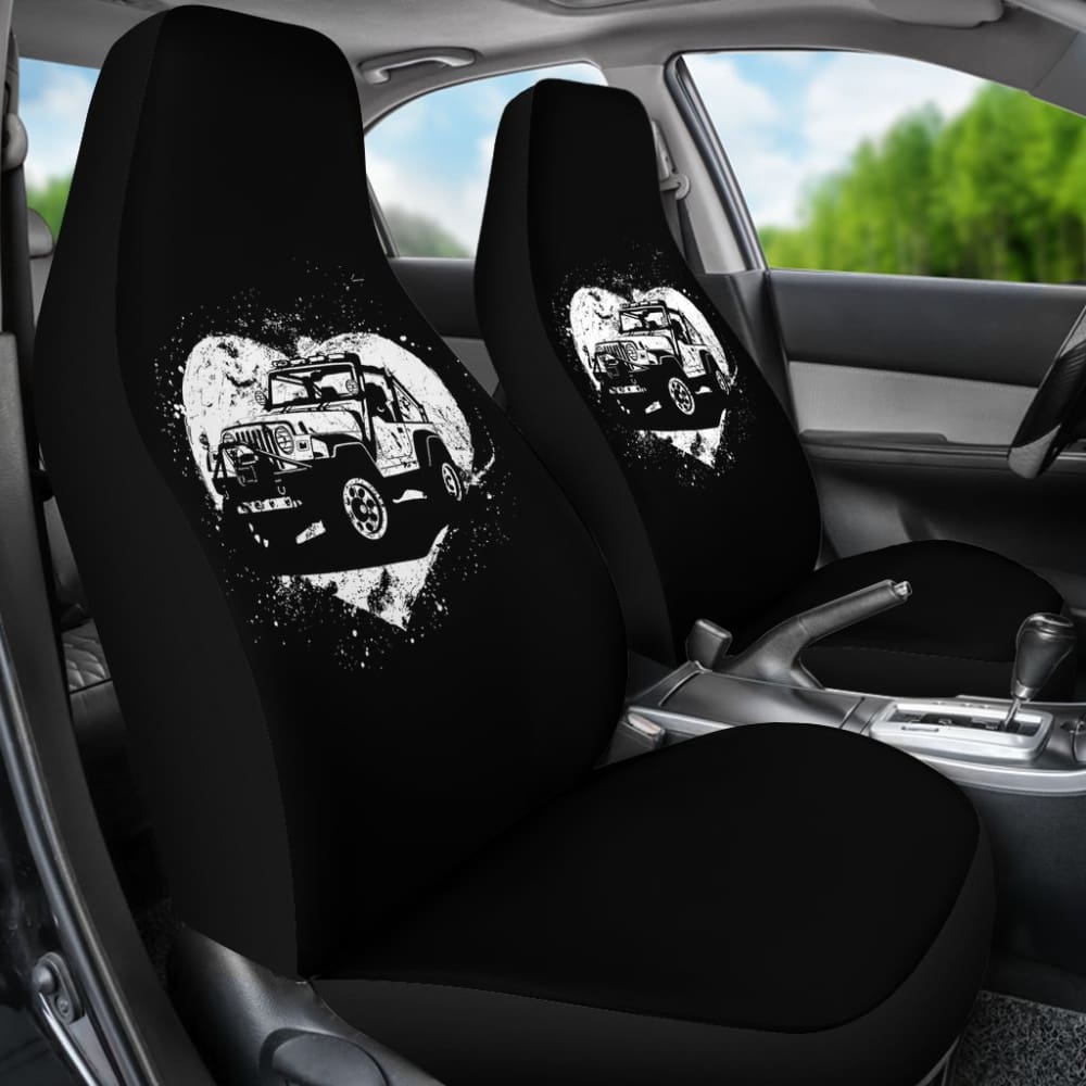 Premium Love Heart Jeep Car Seat Covers - Waterproof & Universal Fit for Wrangler, Cherokee, Grand Cherokee - Perfect for Valentine's Day Gifts & Couples Road Trips