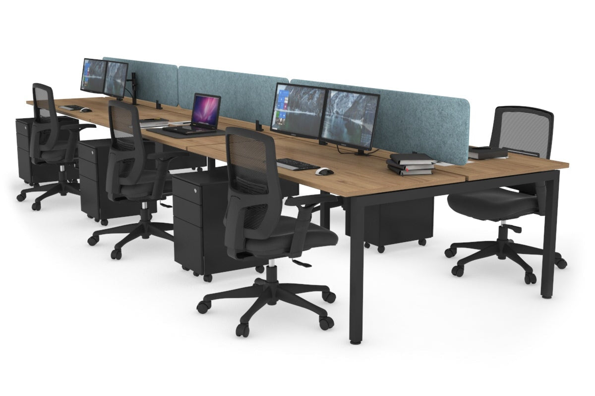 Quadro Square Legs 6-Person Office Workstation Desk [1600L x 700W] - Perfect for Team Collaboration & Open Office Spaces