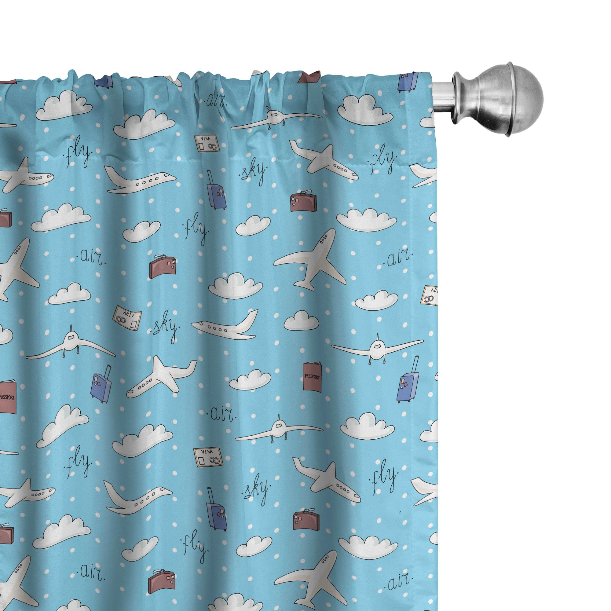 Ambesonne Airplane & Luggage Print Window Curtains - 28