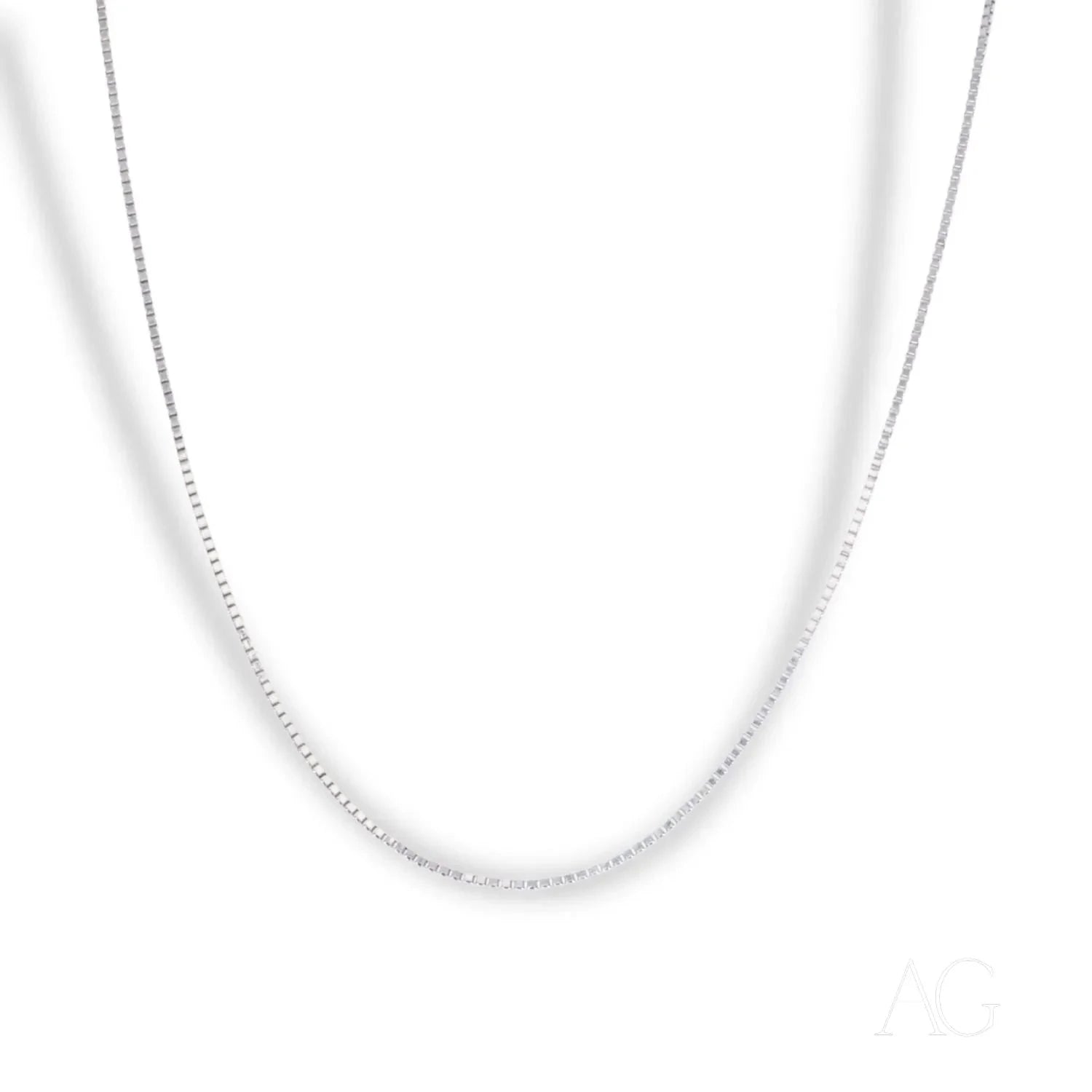 18K White Gold Box Chain Necklace - Delicate & Petite Elegance for Women - Perfect for Everyday Wear, Gifts & Special Occasions