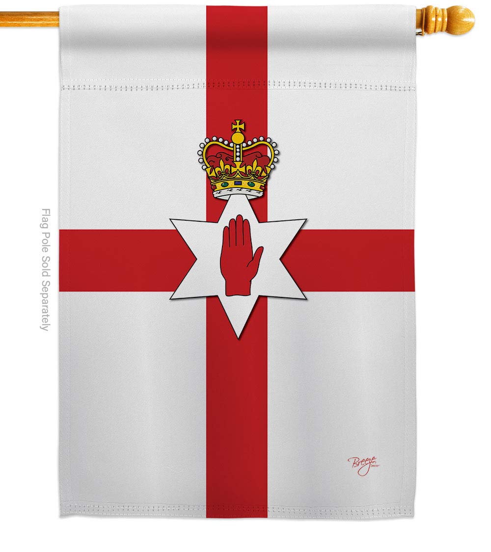 Breeze Decor H108169 Northern Ireland Nationality Decorative Vertical House Flag - 28x40 Inch Multicolor Outdoor Garden & Patio Banner for Irish Heritage Celebration