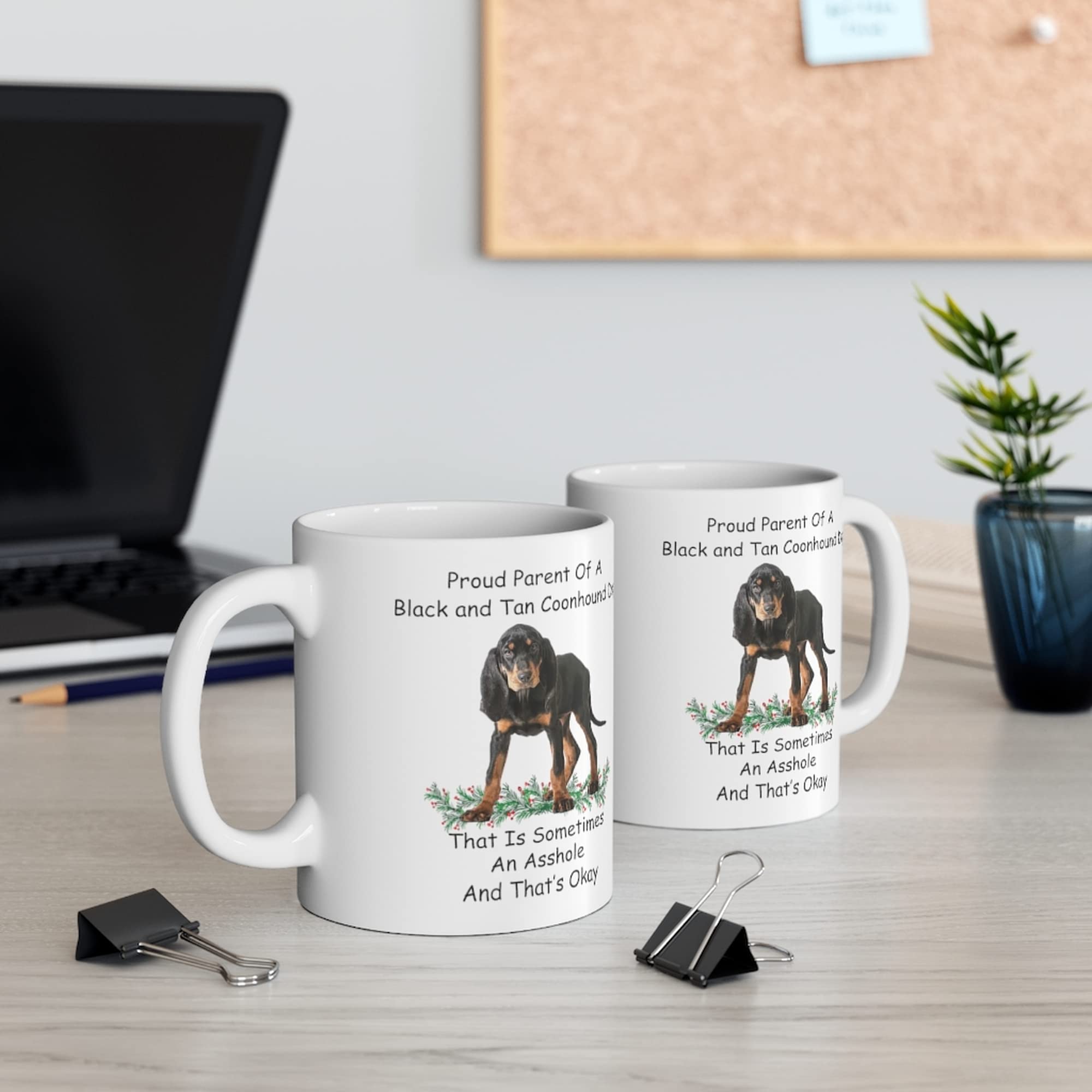 Funny Black and Tan Coonhound Proud Parent Coffee Mug - 11oz White Ceramic Cup for Dog Lovers, Christmas 2024 Gifts - Perfect for Home, Office & Holiday Presents