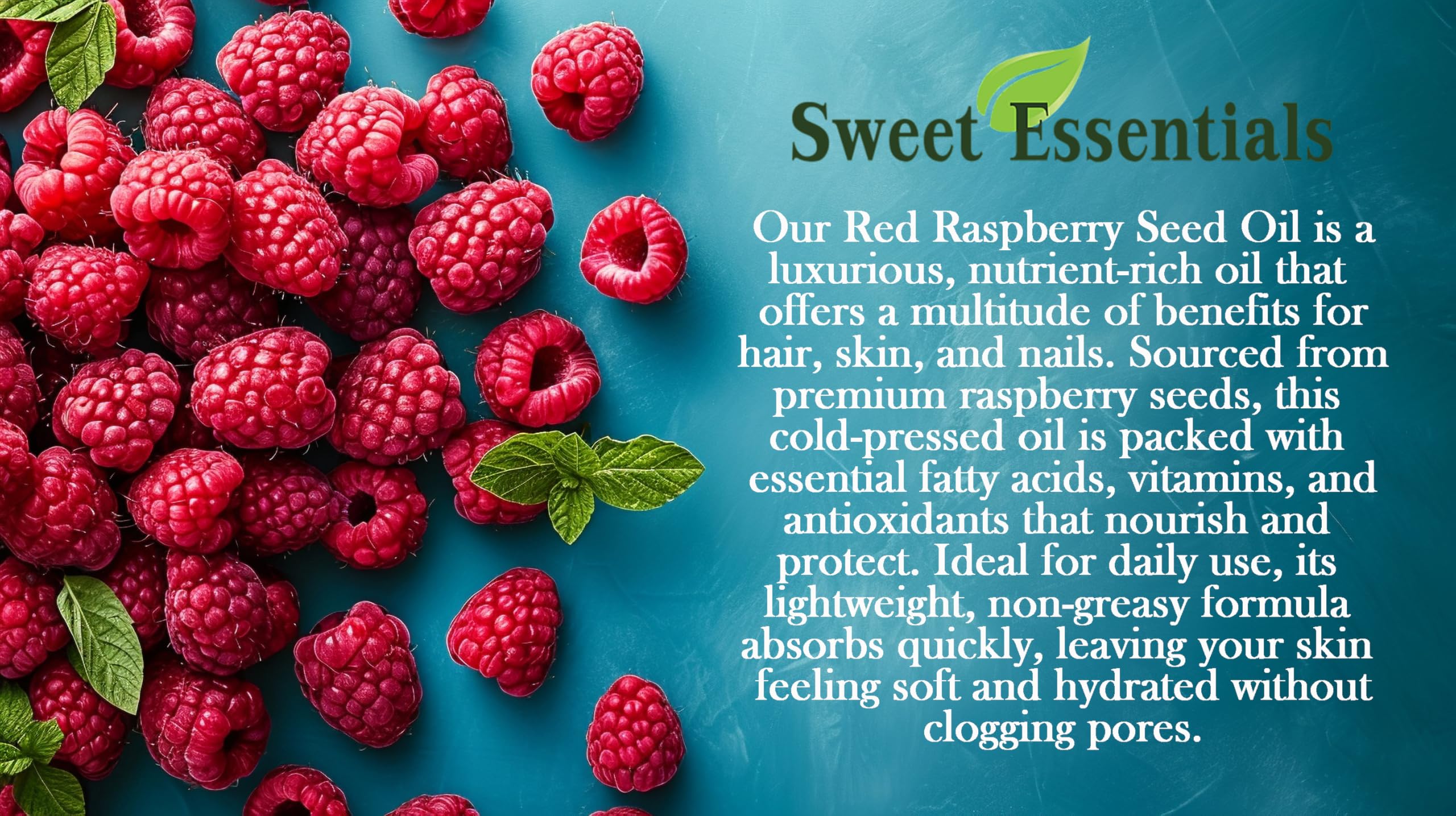 100% Pure Organic Red Raspberry Seed Oil - Cold-Pressed Virgin Unrefined - 16oz with Pump - Natural Moisturizer for Skin, Hair & Face - Imported from Chile - Perfect for DIY Skincare, Hair Treatments & Aromatherapy